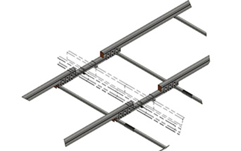 Befestigung der Deckenkonstruktion am Stahlträger.