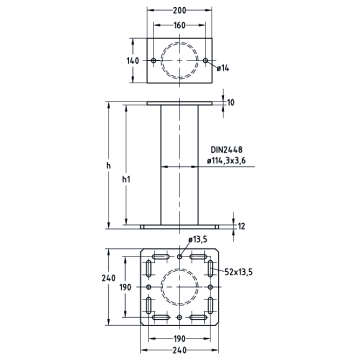 Socle pour terrasse MPT MPT 240x240 + 200x140, D 114,3